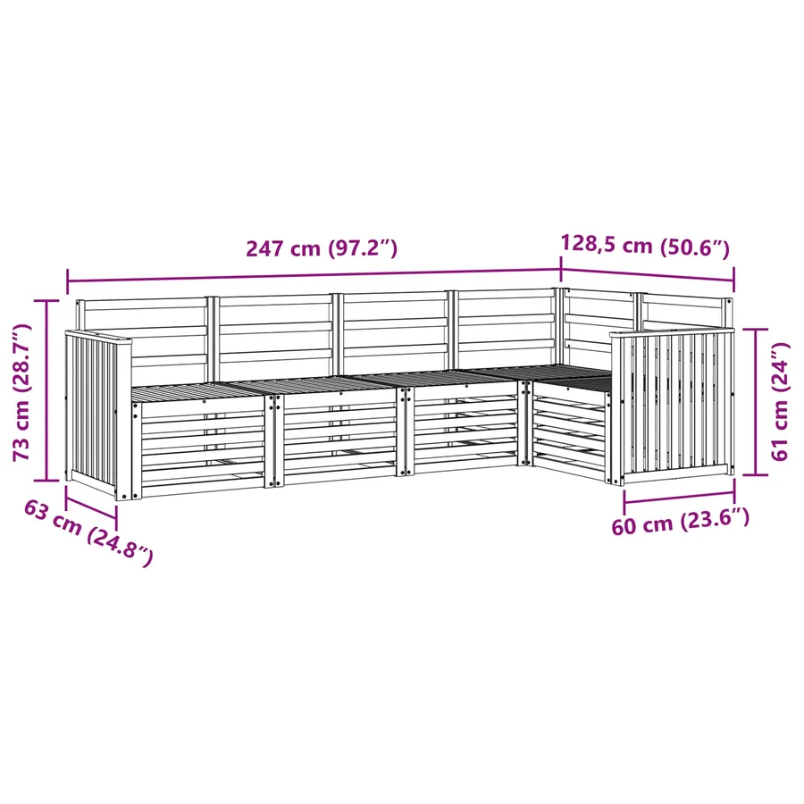 Ensemble de canapés d'extérieur 5 pcs Blanc 247 x 128,5 x 73 cm - 7
