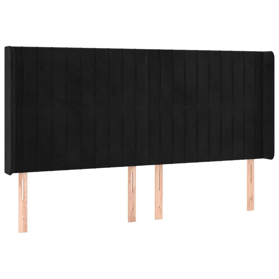 Tête de lit avec oreilles Noir 163x16x118/128 cm Velours - 2