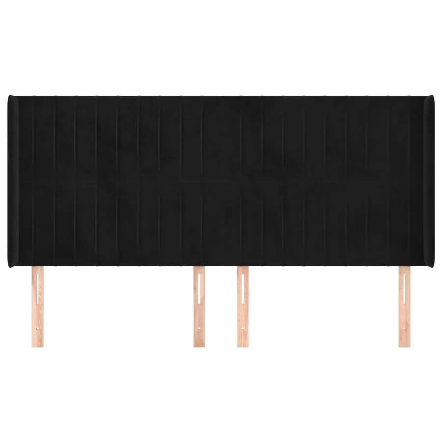 Tête de lit avec oreilles Noir 163x16x118/128 cm Velours - 3