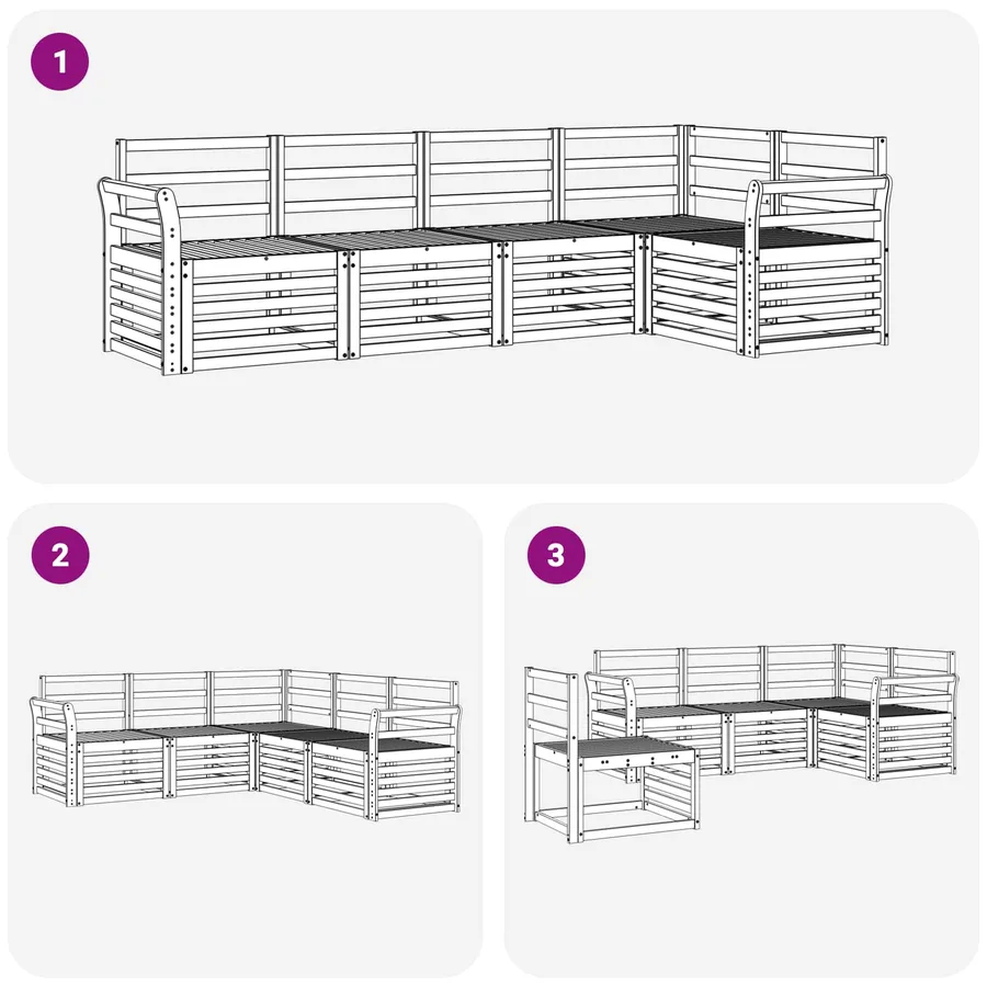 Ensemble de canapés d'extérieur 5 pcs Blanc 249 x 130,5 x 73 cm - 6