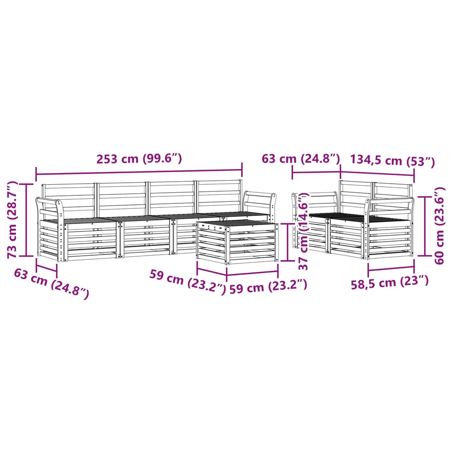 Ensemble de canapés d'extérieur 7 pcs Blanc - 8