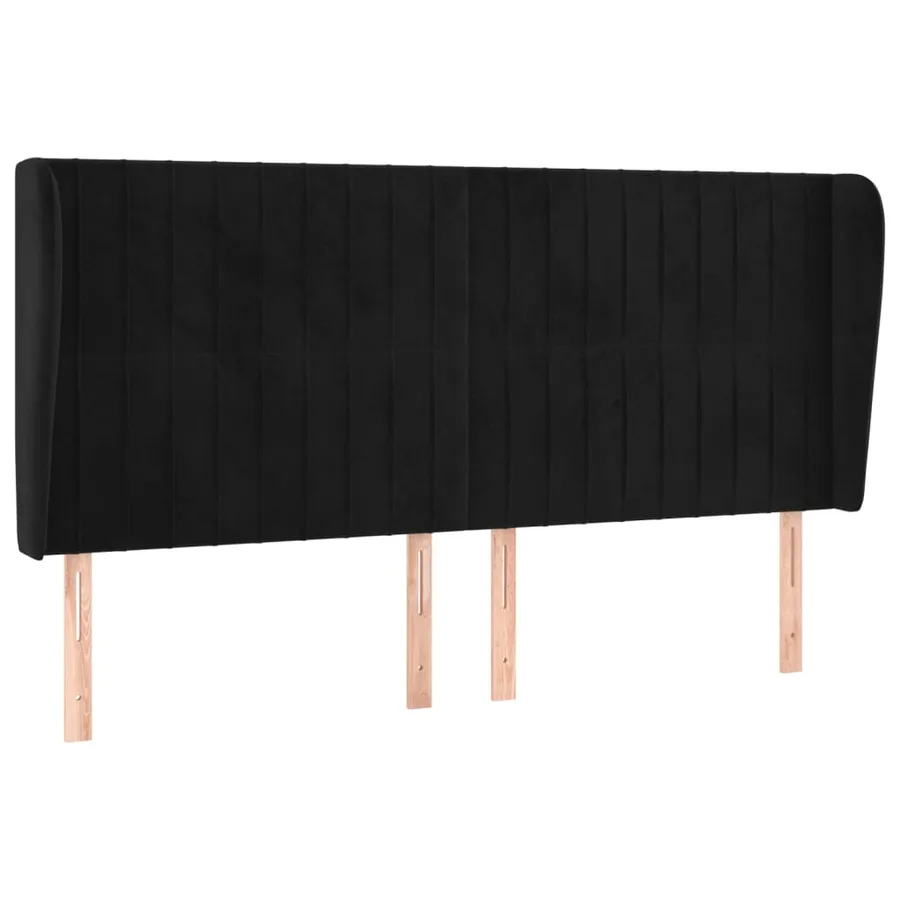 Tête de lit avec oreilles Noir 163x23x118/128 cm Velours - 2