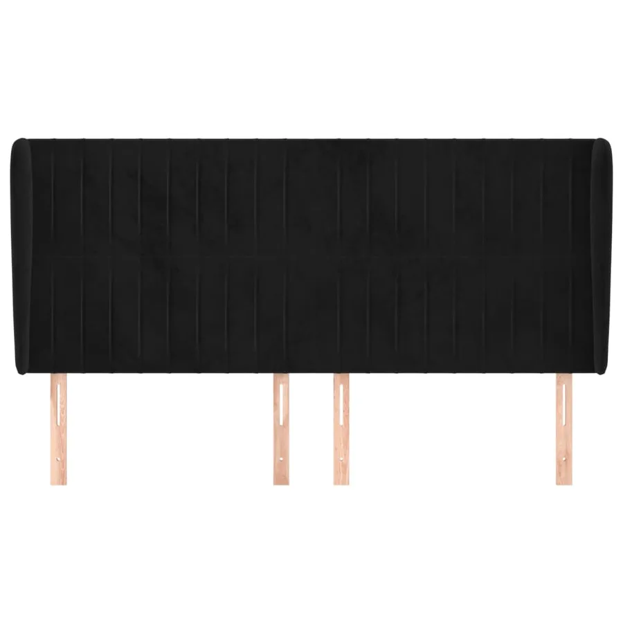 Tête de lit avec oreilles Noir 163x23x118/128 cm Velours - 3