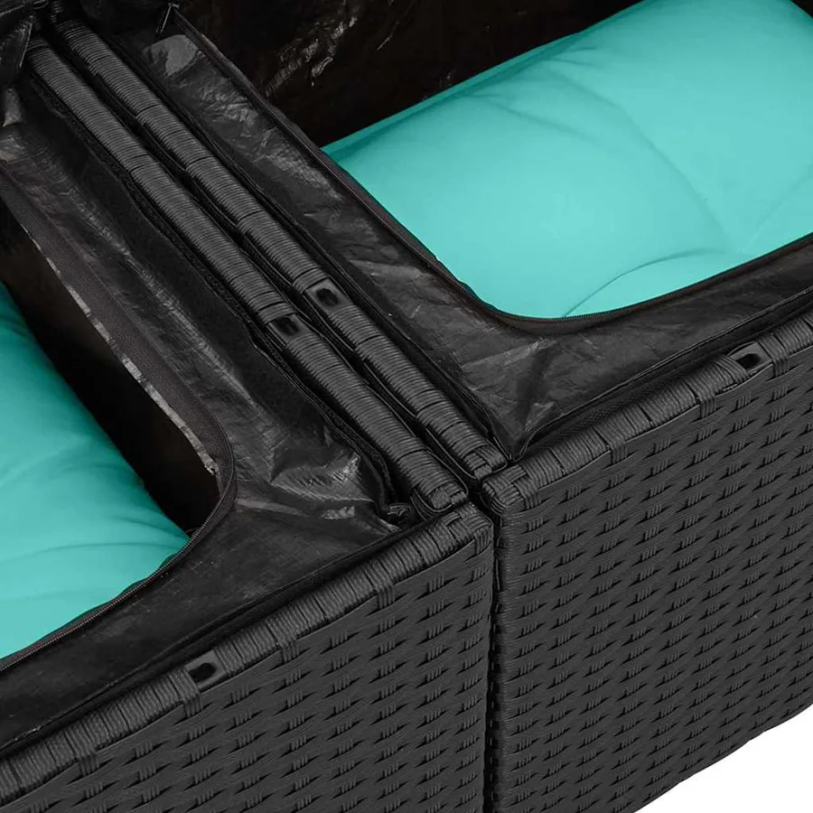 Ensemble de Canapés 9 pcs Noir et turquoise polyrotin - 7