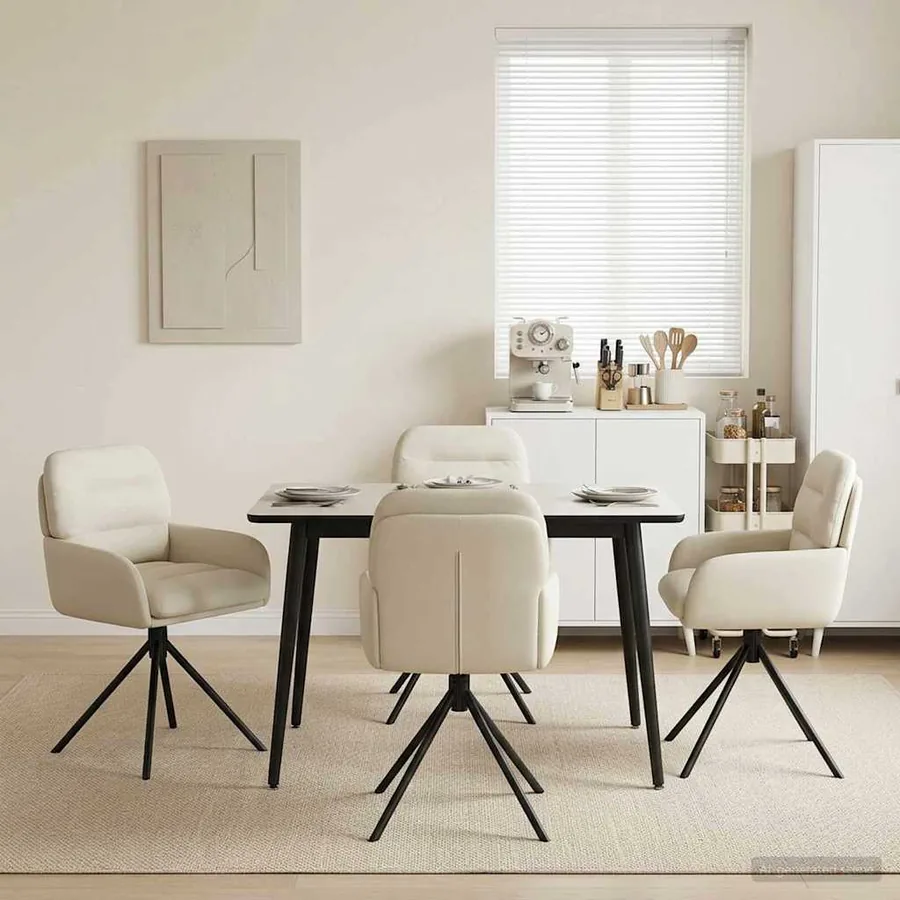 Chaises de salle à manger pivotantes 4 pcs Simili cuir Crème