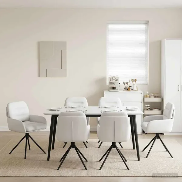 Chaises de salle à manger pivotantes 6 pcs Simili cuir Blanc