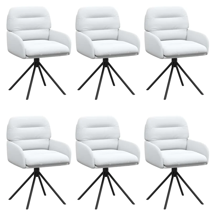 Chaises de salle à manger pivotantes 6 pcs Simili cuir Blanc - 2