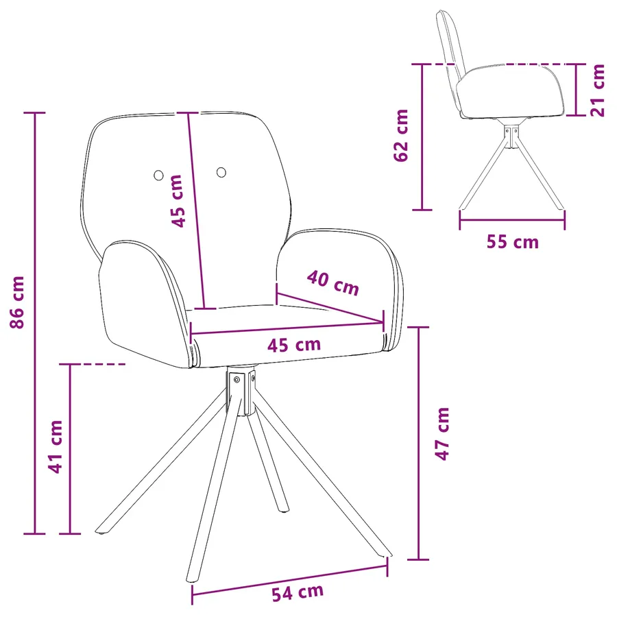Chaises de salle à manger pivotantes 6 pcs Simili daim - 8