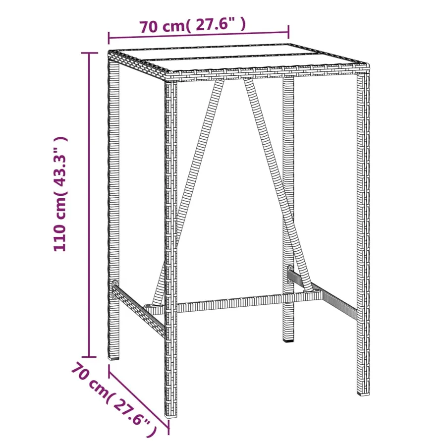 Ensemble de bar de jardin 3 pcs noir résine tressée - 9