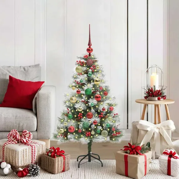 Sapin de Noël artificiel Vert et blanc 120 cm