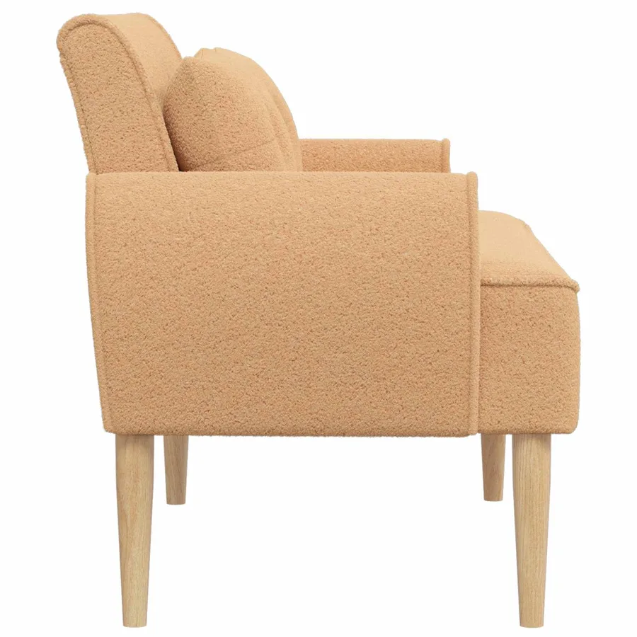 Canapé love seat avec capitonnage en boutons Beige Bouclé - 4
