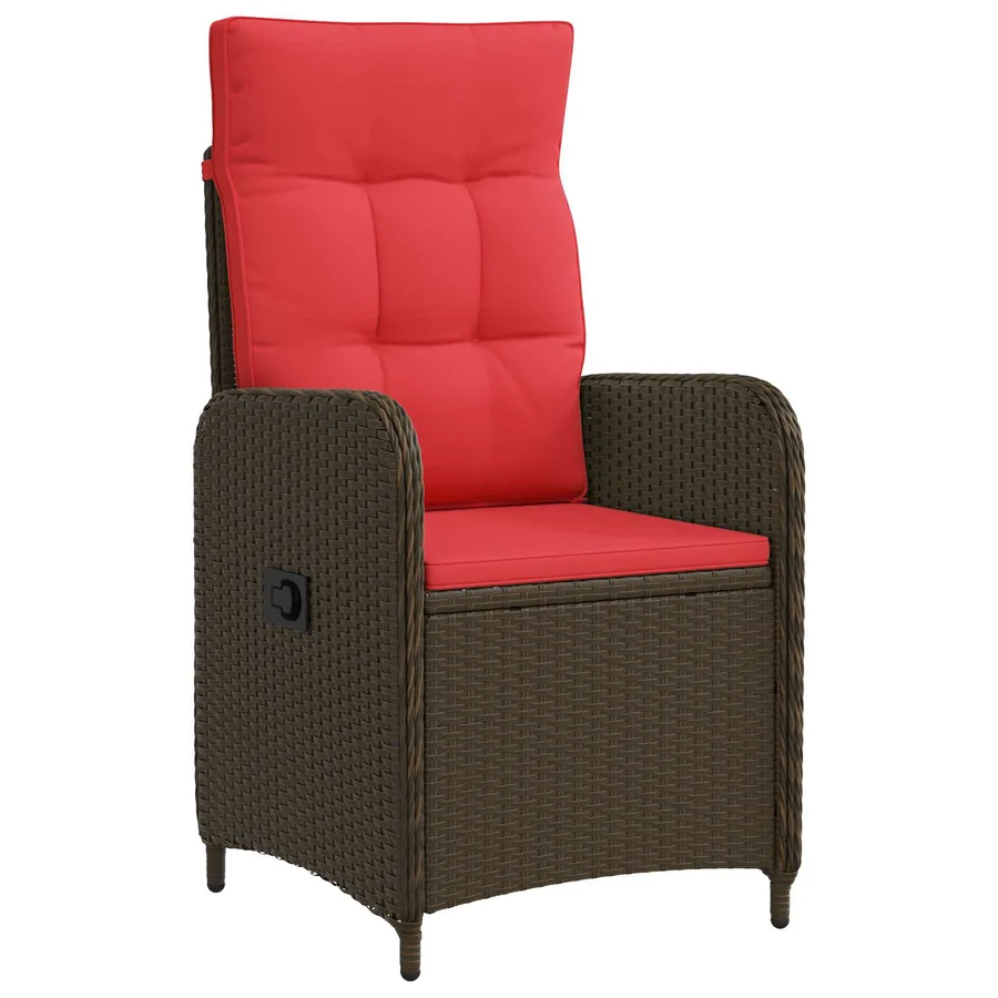 Chaise de jardin inclinable Marron et rouge polyrotin - 2