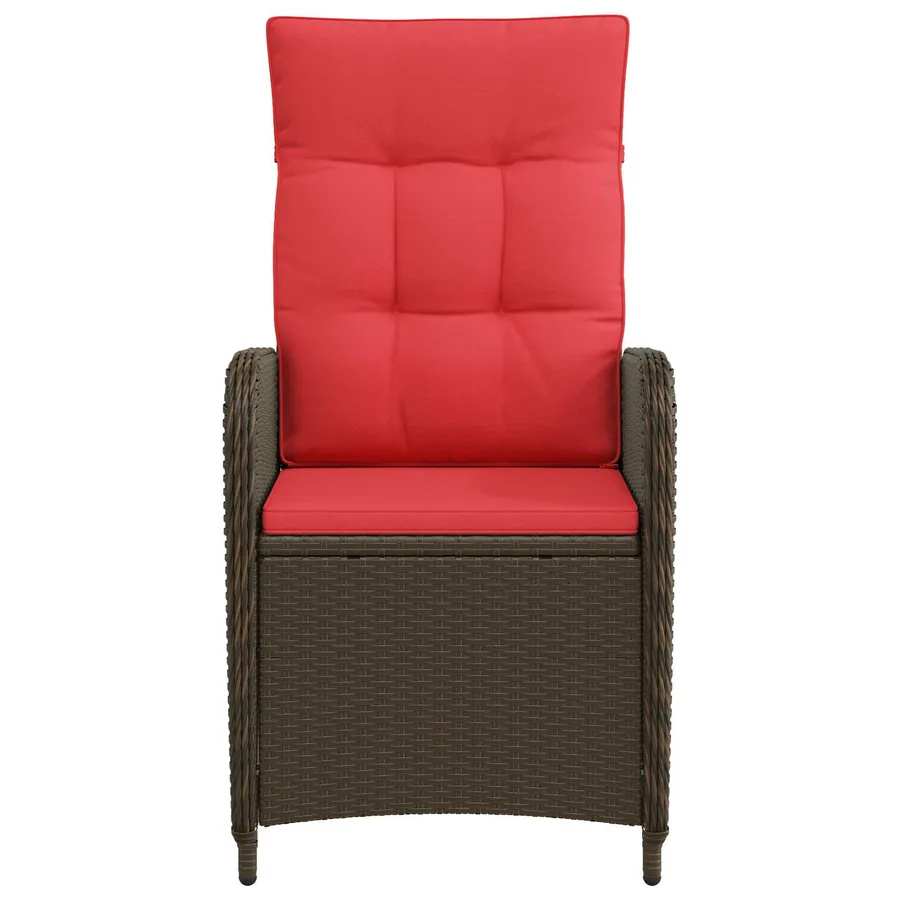 Chaise de jardin inclinable Marron et rouge polyrotin - 4