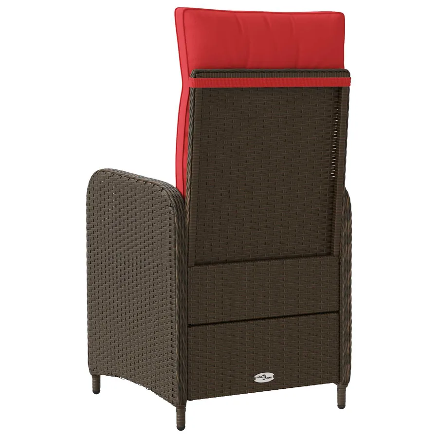 Chaise de jardin inclinable Marron et rouge polyrotin - 6
