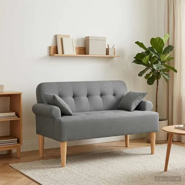 Canapé love seat avec capitonnage en boutons Gris foncé Tissu