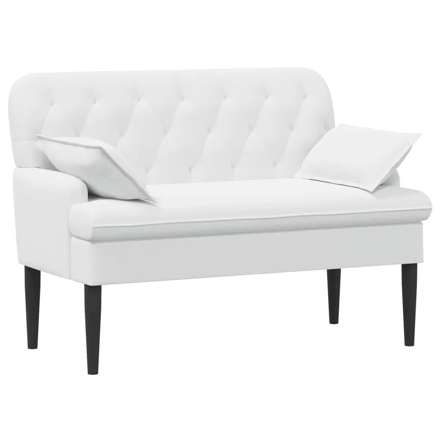 Canapé love seat avec capitonnage en boutons Blanc Tissu - 2