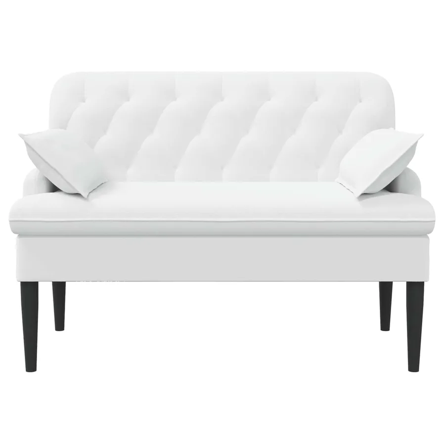 Canapé love seat avec capitonnage en boutons Blanc Tissu - 3