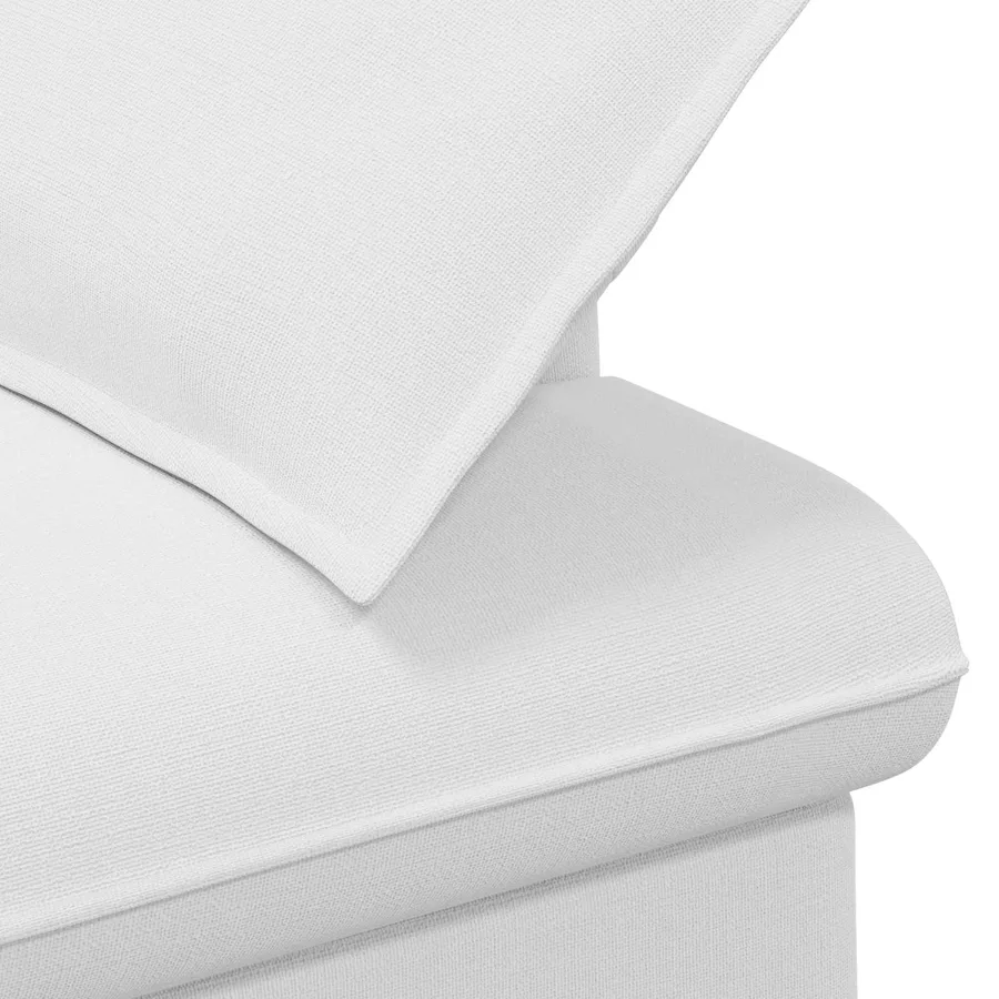 Canapé love seat avec capitonnage en boutons Blanc Tissu - 6