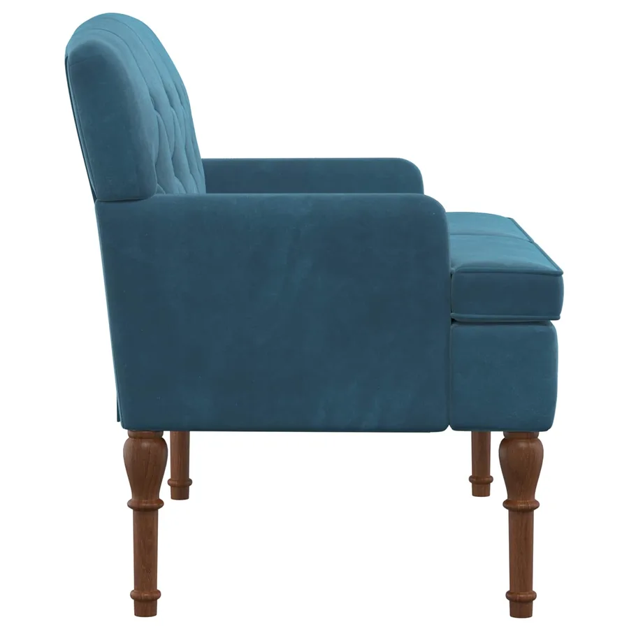 Canapé love seat avec capitonnage en boutons Bleu Velours - 4