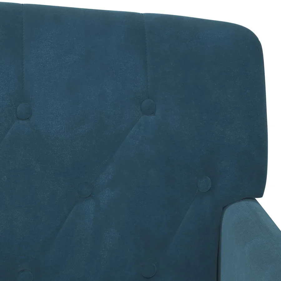 Canapé love seat avec capitonnage en boutons Bleu Velours - 7