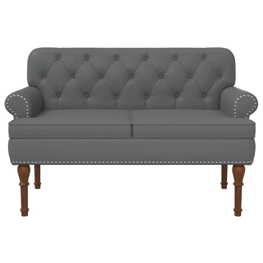 Canapé love seat avec capitonnage en boutons Gris Simili cuir - 3