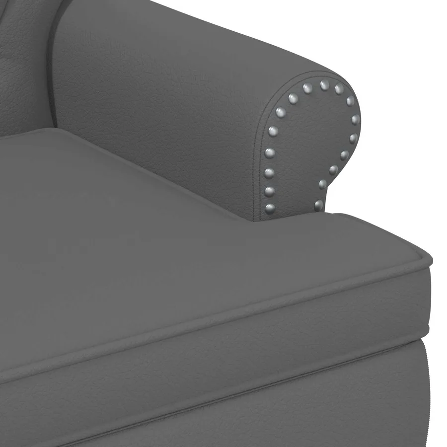 Canapé love seat avec capitonnage en boutons Gris Simili cuir - 6