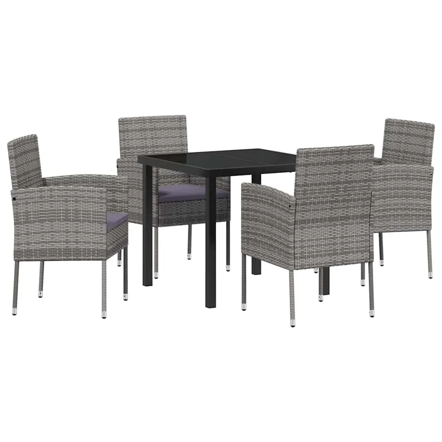 Ensemble de salle à manger pour jardin 5 pcs Gris polyrotin - 2