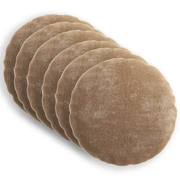 Housse de coussin 6 pcs HEERLEN Marron Ø 30 cm Tissu Chenille