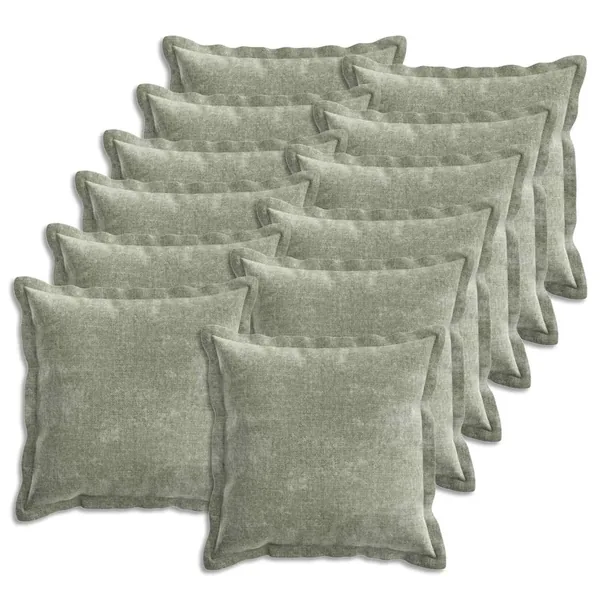 Housse de coussin 12 pcs HOUTEN Vert 40 x 40 cm Tissu Chenille