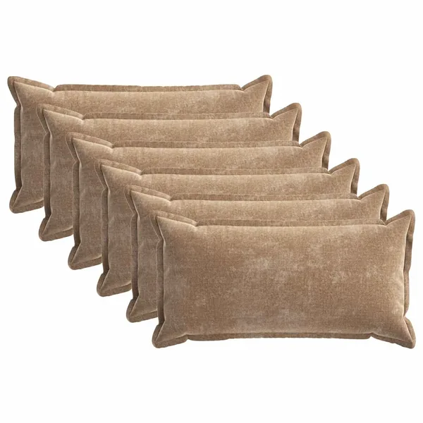 Housse de coussin 6 pcs HOUTEN Marron 40 x 80 cm Tissu Chenille