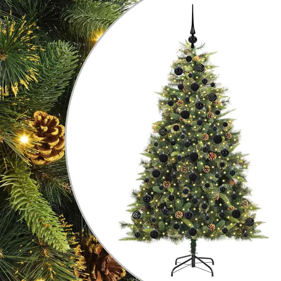 Sapin de Noël artificiel avec branches pliables et cônes 180 cm - 2