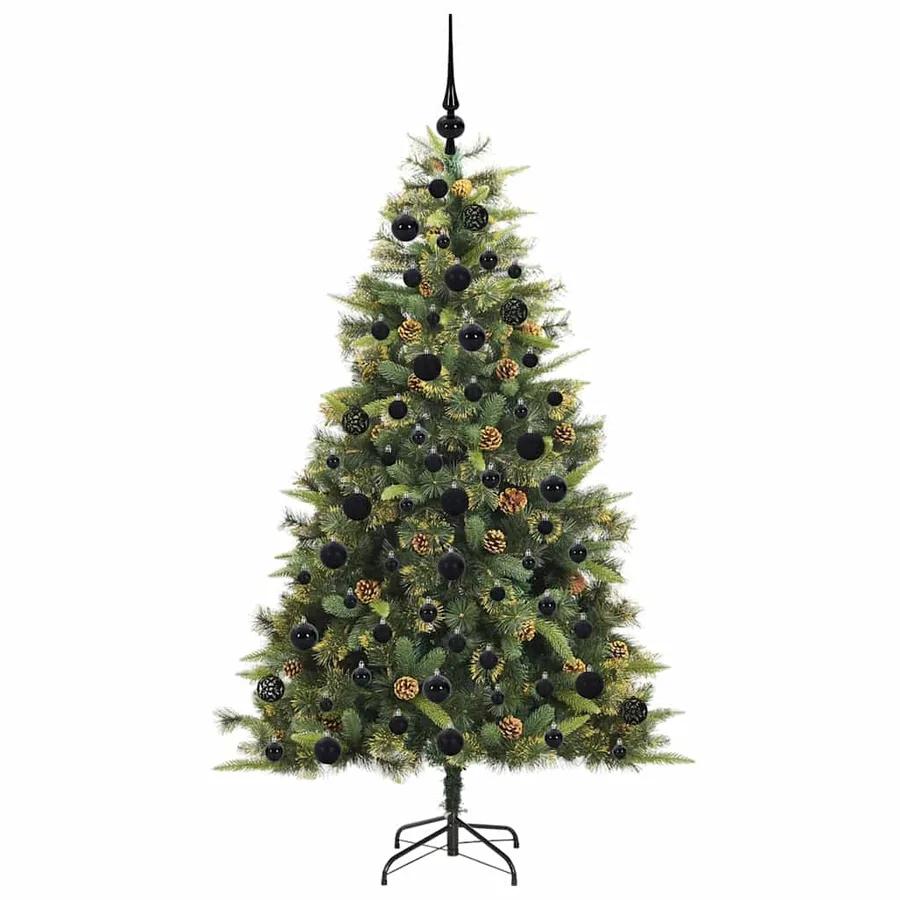 Sapin de Noël artificiel avec branches pliables et cônes 180 cm - 4