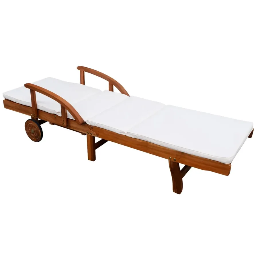 Chaise longue avec coussin Bois d'acacia solide - 3