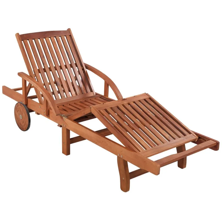 Chaise longue avec coussin Bois d'acacia solide - 4