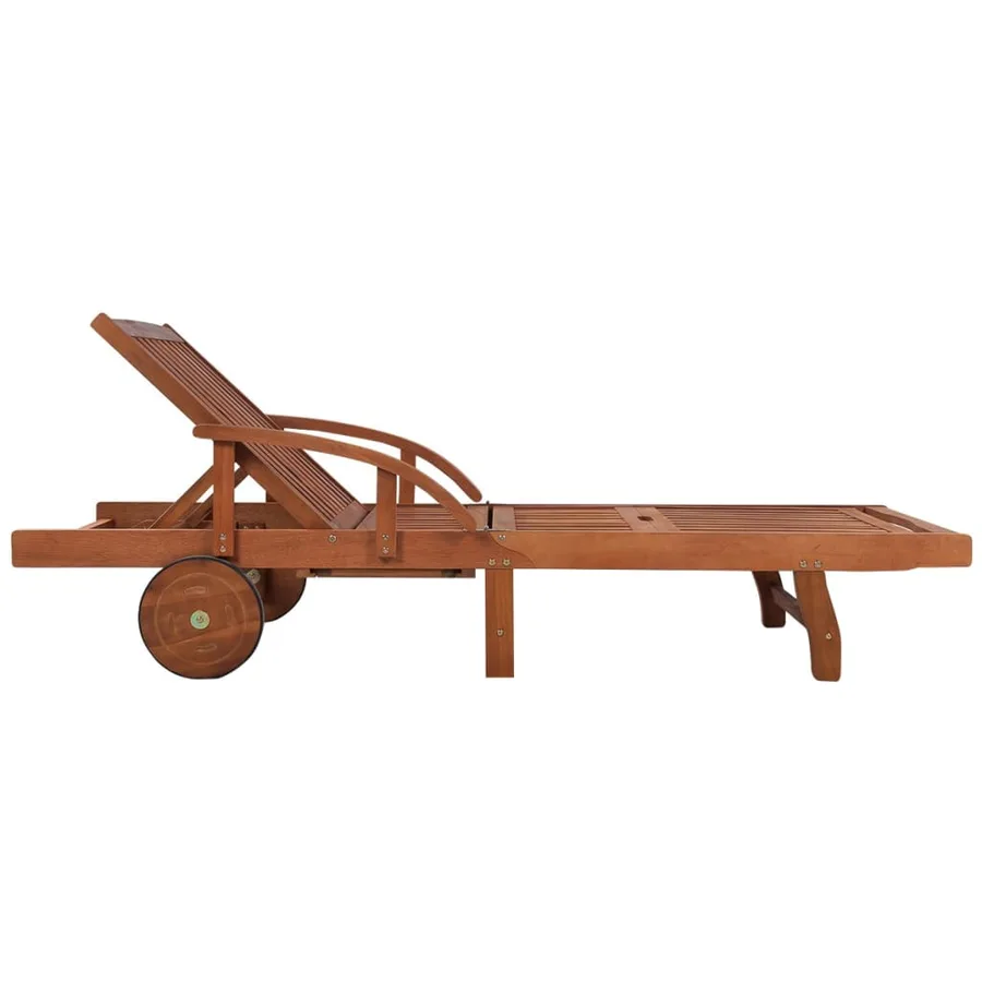 Chaise longue avec coussin Bois d'acacia solide - 7