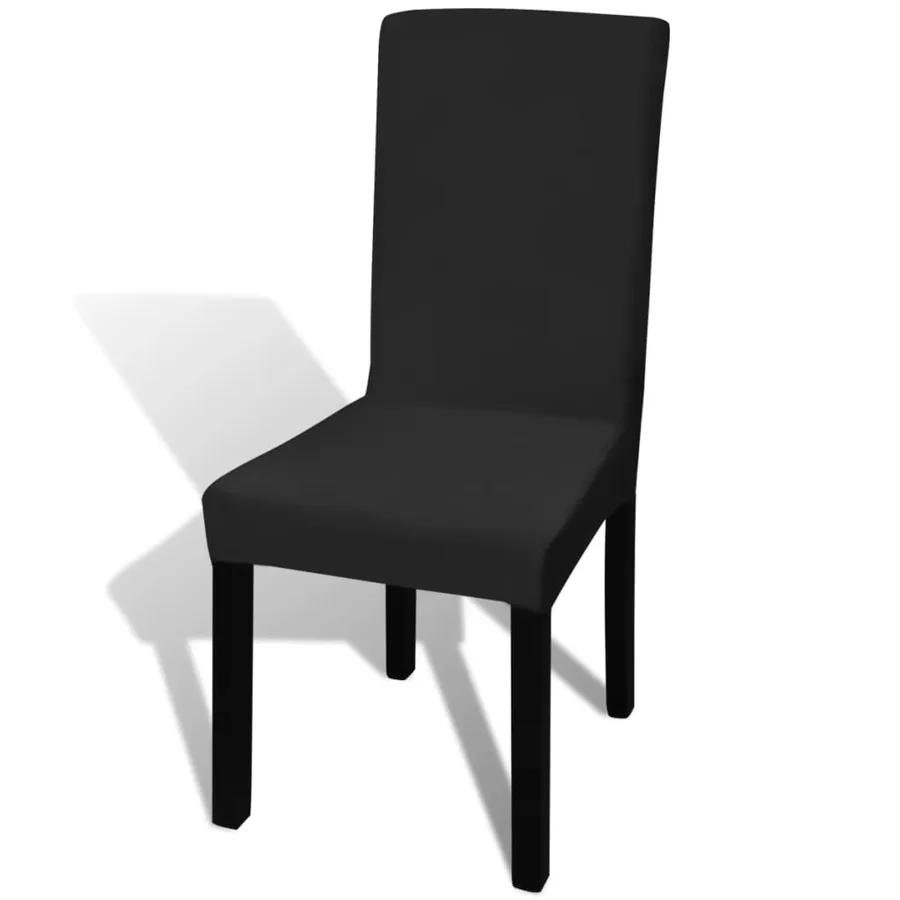 Housse de chaise droite extensible 4 pcs noir - 2