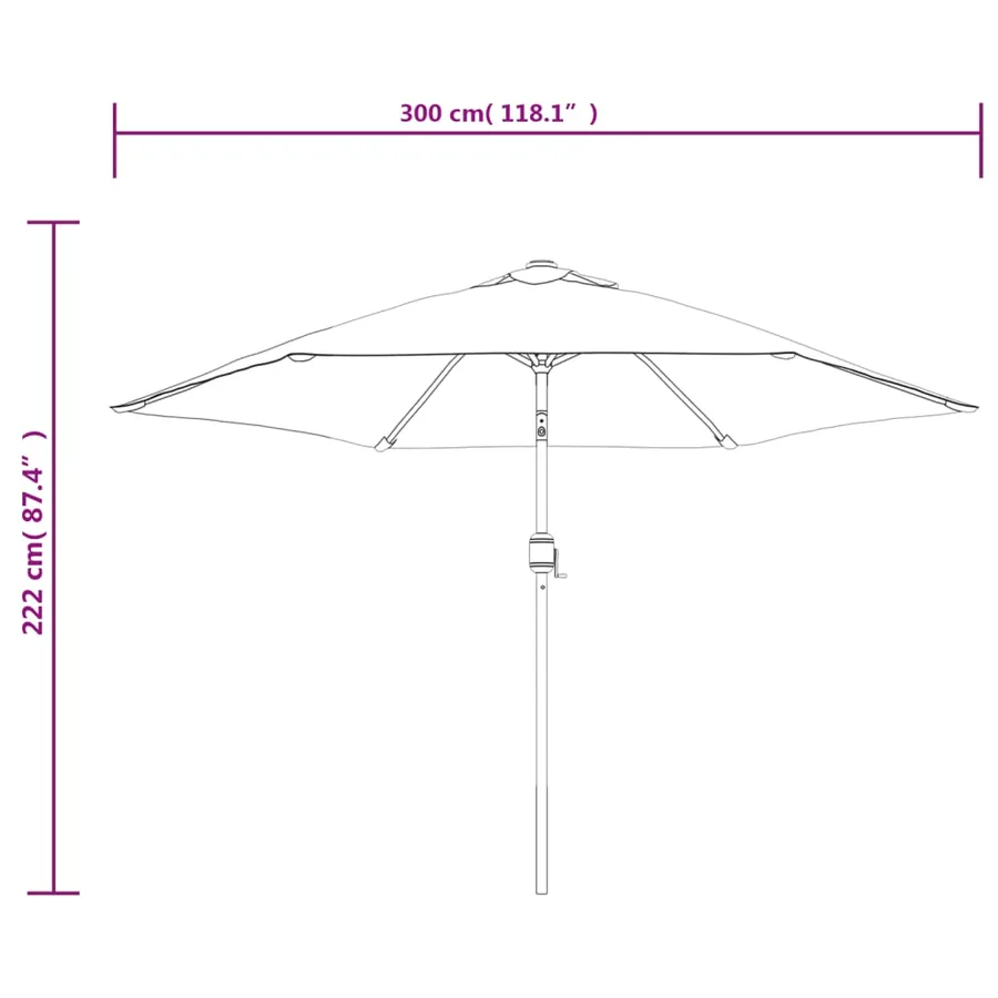 Parasol d'extérieur avec poteau en métal 300 cm Anthracite - 8