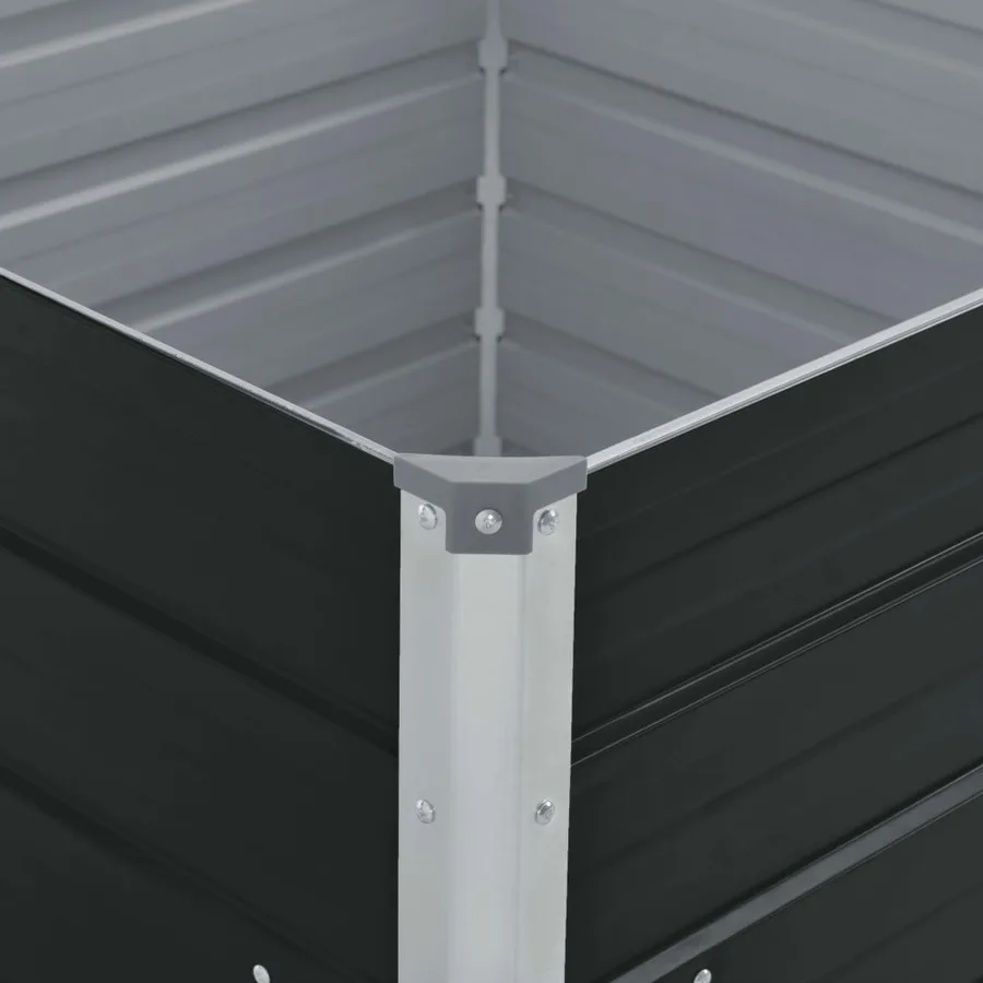 Jardinière 100 x 100 x 45 cm Acier galvanisé Anthracite - 4