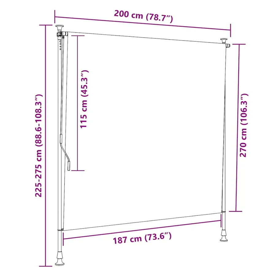 Store roulant d'extérieur 200 x 270 cm Anthracite - 7