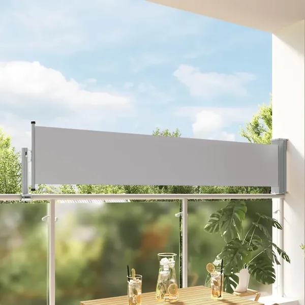 Auvent latéral rétractable de patio 60x300 cm Gris