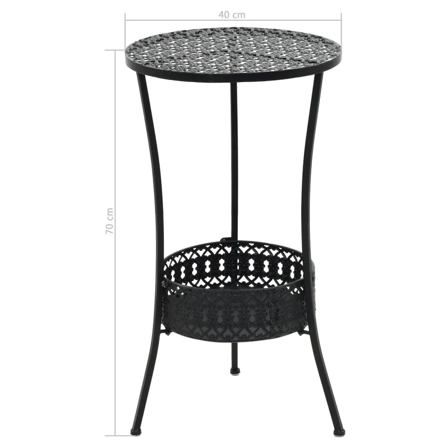Table de bistro Noir 40x70 cm Métal - 6