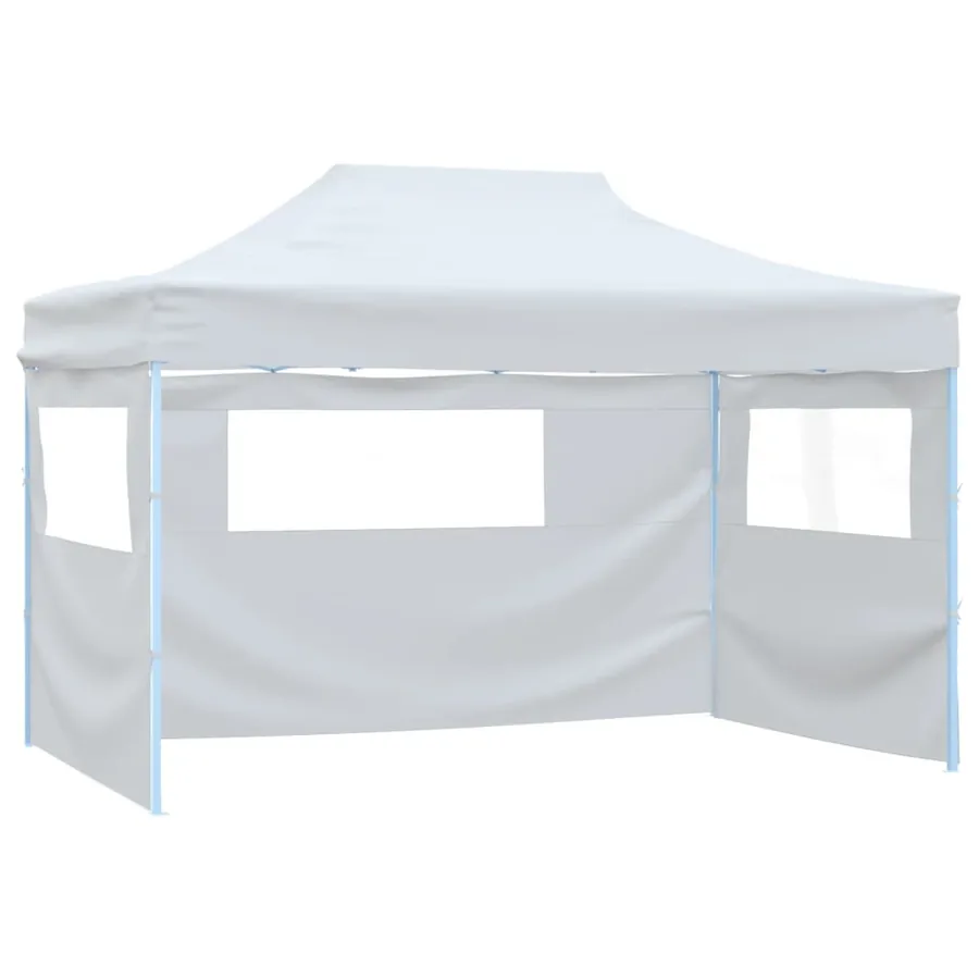 Tente pliable de réception avec 3 parois 291x413x315 cm Blanc