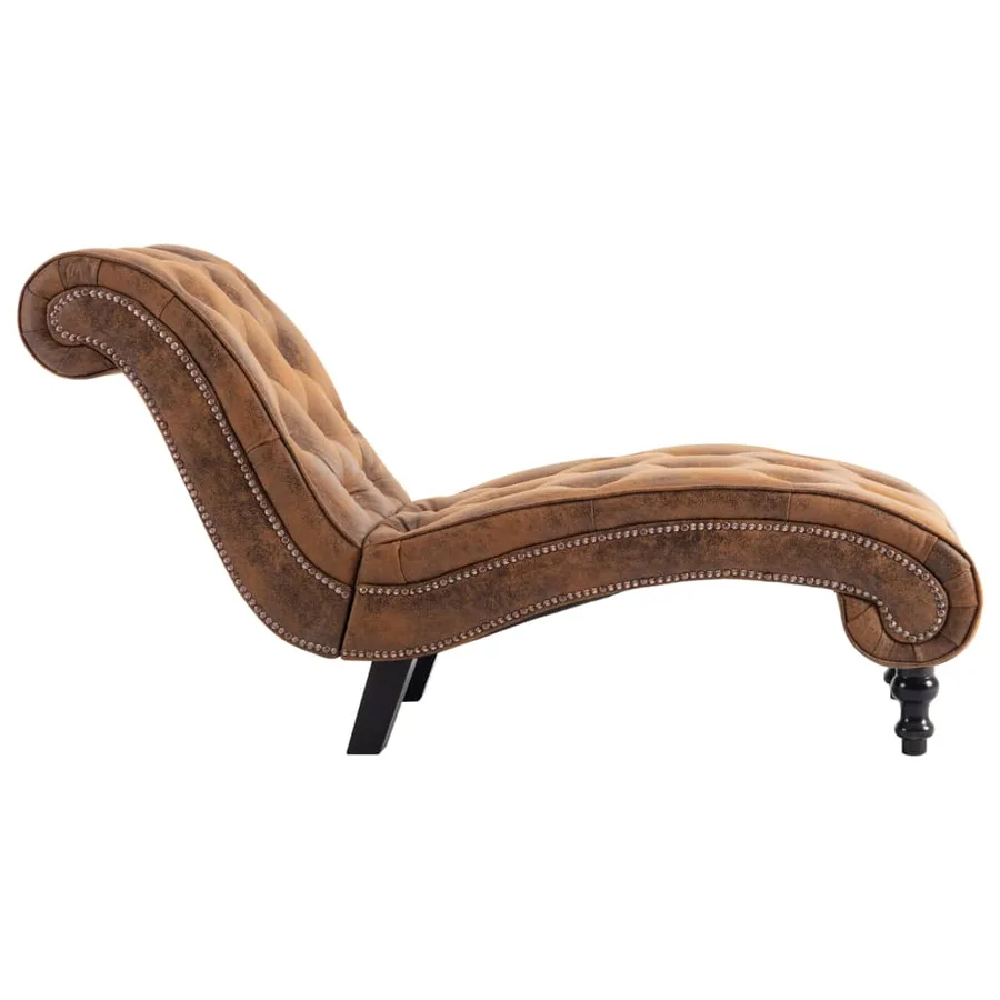 Chaise longue Marron Similicuir daim - 4