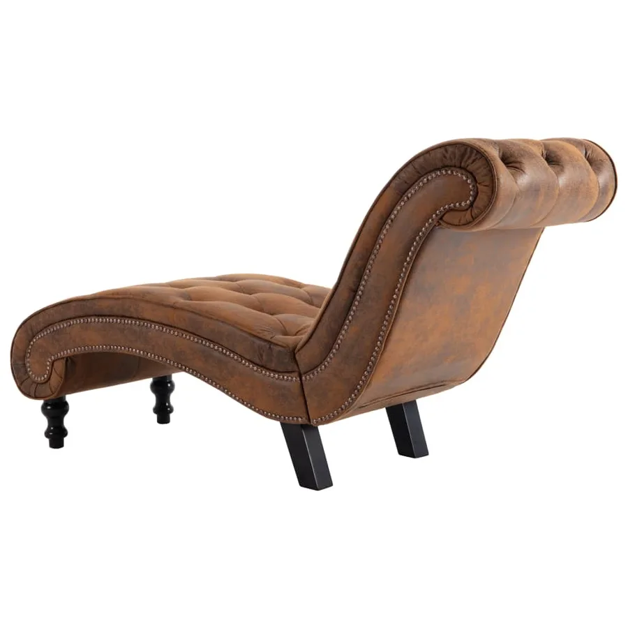 Chaise longue Marron Similicuir daim - 5