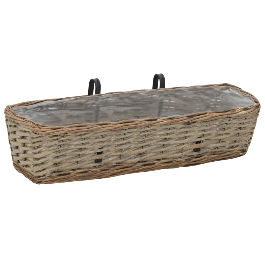 Jardinière de balcon 2 pcs Osier avec doublure en PE 60 cm - 2