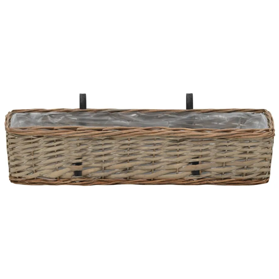 Jardinière de balcon 2 pcs Osier avec doublure en PE 60 cm - 3
