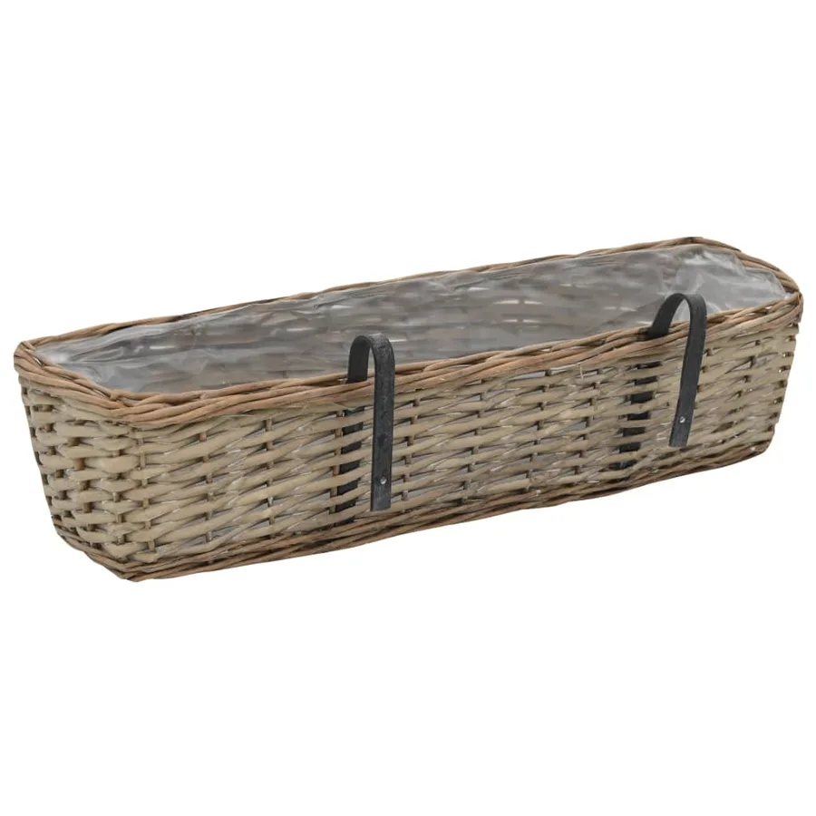 Jardinière de balcon 2 pcs Osier avec doublure en PE 60 cm - 4