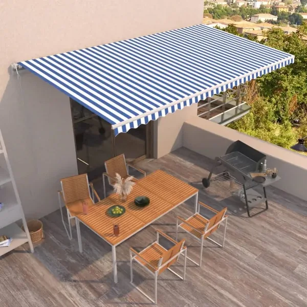 Auvent rétractable automatique 600x350 cm Bleu et blanc