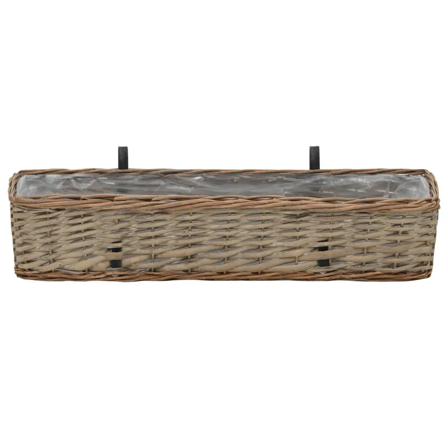 Jardinières de balcon 2 pcs osier avec revêtement en PE 80 cm - 3