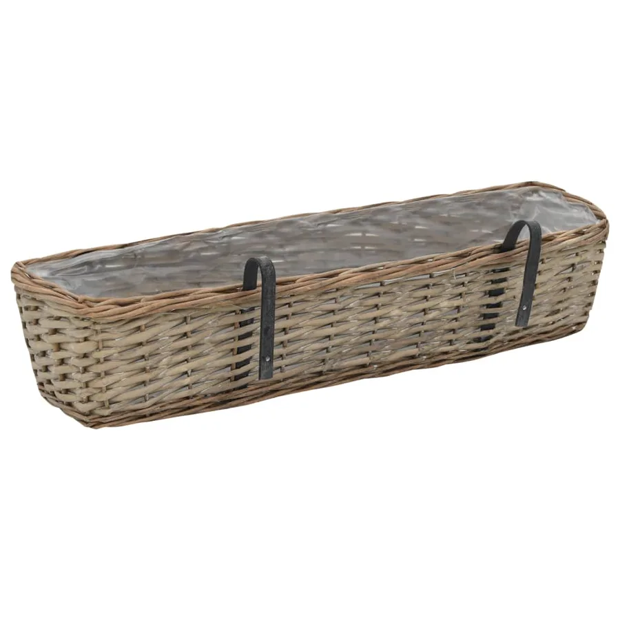 Jardinières de balcon 2 pcs osier avec revêtement en PE 80 cm - 4
